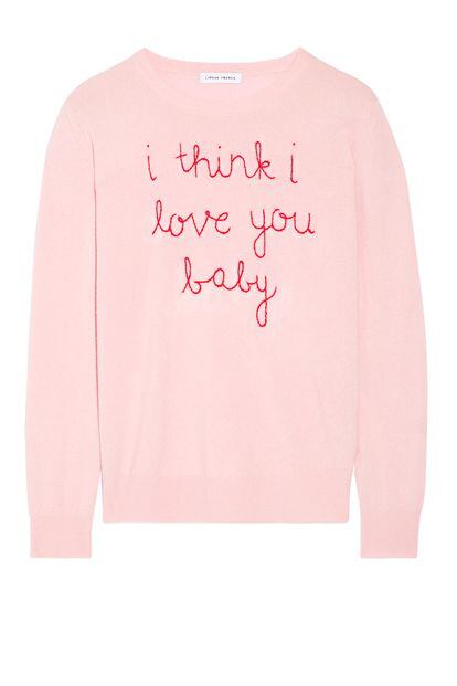 Jersey con mensaje "Creo que te quiero, baby" de Lingua Franca para Net-a-porter (c.p.v.)