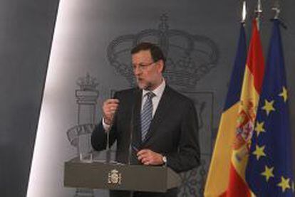 El presidente del Gobierno, Mariano Rajoy, durante su comparecencia.
