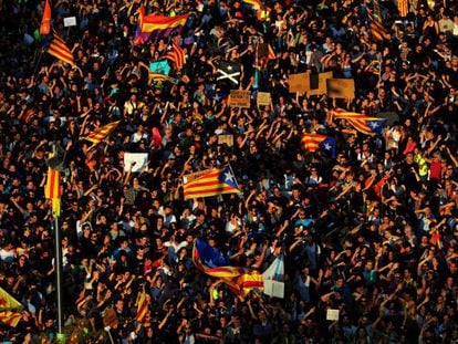 Manifestaci&oacute;n en la plaza de Catalunya el pasado 3 de octubre. 