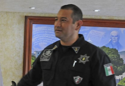 Foto del entonces Teniente Leonardo Octavio Vázquez Pérez, Secretario de Seguridad Pública del Estado de Guerrero, el 24 de agosto de 2014.