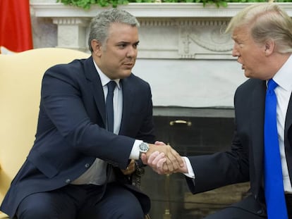 Los presidentes de Colombia y EE UU, Iván Duque y Donald Trump, en la Casa Blanca.