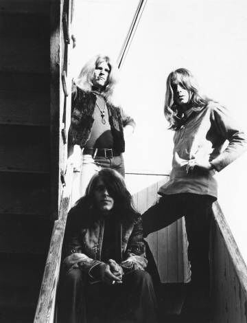 Los tres miembros de Blue Cheer (Dickie Peterson, Leigh Stephens y Paul Whaley) a finales de los sesenta.