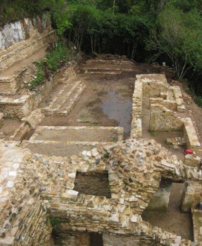 Imagen del teatro maya recién descubierto.