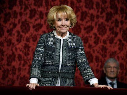 La expresidenta de la Comunidad de Madrid, Esperanza Aguirre, en la tribuna del Senado a principios de diciembre en el acto de constitución de la Cámara en la XIV Legislatura.