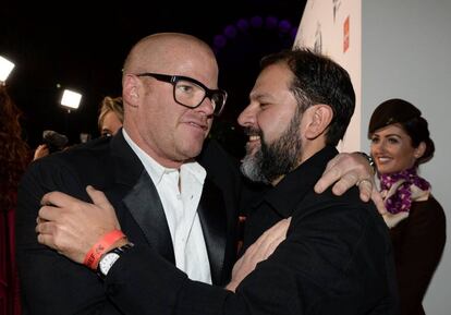 Heston Blumenthal y Enrique Olvera, los cocineros de Fat Duck y Pujol, durante la gala en Melbourne