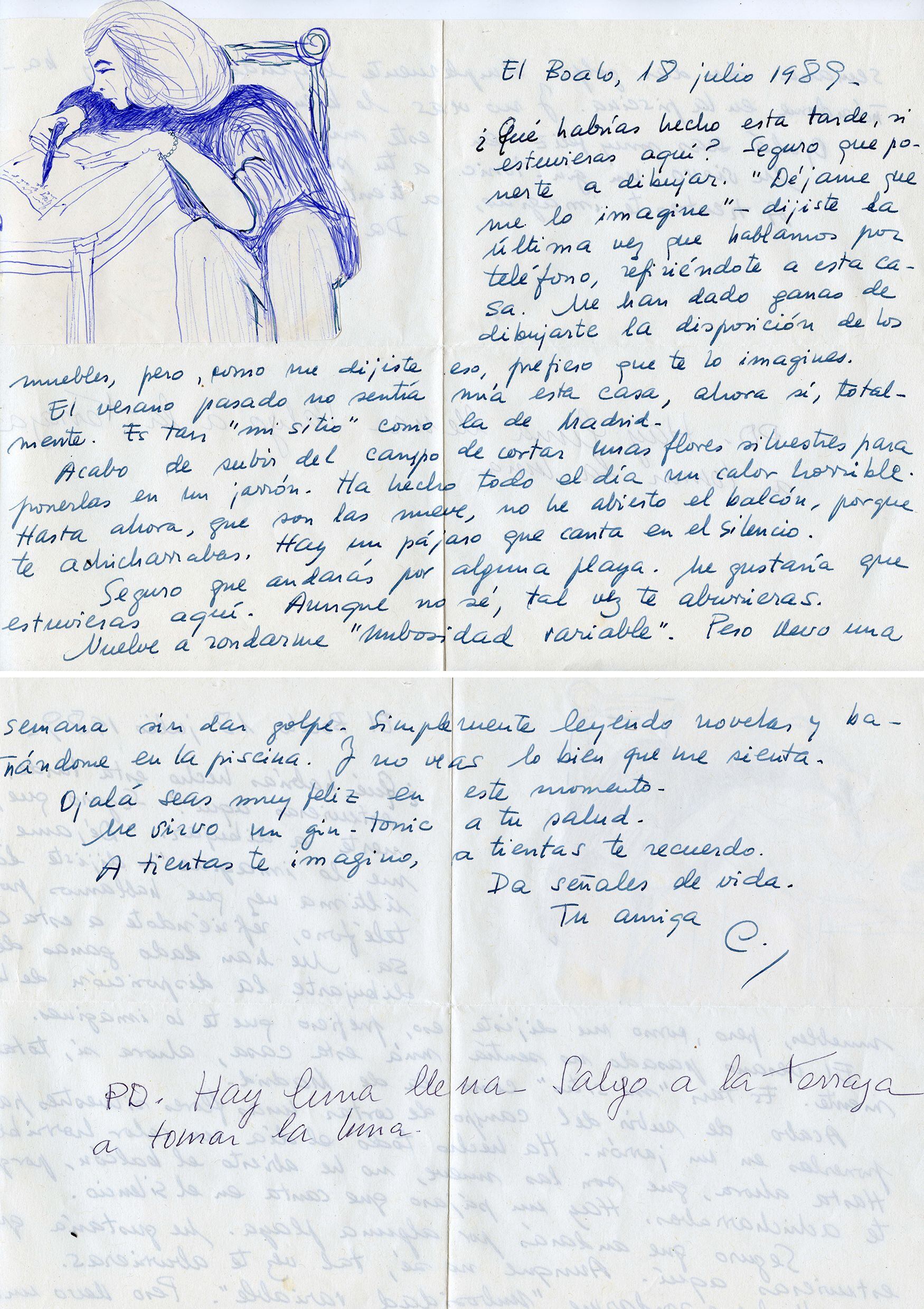 Nota manuscrita de Carmen Martín Gaite incluida en el libro 'Carmiña. Correspondencia inédita de Carmen Martín Gaite-Julián Oslé'.