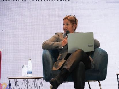 María Victoria Llorente durante el foro ‘Visión 2024: tendencias Colombia’ organizado por Prisa Media, en Bogotá, el 27 de noviembre de 2023.