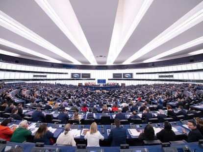 Sesión de votación en la sede del Parlamento Europeo en Estrasburgo, en febrero de 2023.