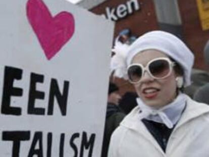 Manifestantes en las calles de Copenhaguen