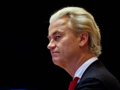 Geert Wilders, durante una reunión de líderes de partidos políticos, en la Haya este viernes.