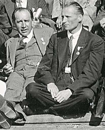 L.E.J. Brouwer (a la derecha) y Harald Bohr (a la izquierda) durante el Congreso Internacional de Matemáticos celebrado en Zúrich en 1932