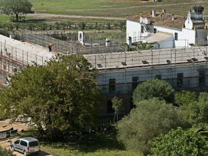 Imagen de las obras del Consejo Superior de Investigaciones Cient&iacute;ficas (CSIC) en el Palacio de Do&ntilde;ana tomada hace un mes.