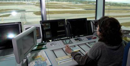 Controladora a&eacute;rea del aeropuerto de Barajas, en Madrid.