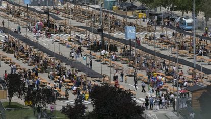 Zona de restauración al aire libre situada en el Ifema, el pasado mayo.