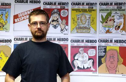 Charb, director de 'Charlie Hebdo', en la redacción en 2012. 