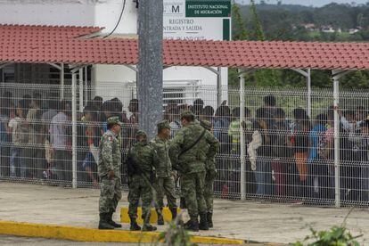 La caravana de migrantes en la frontera de Tabasco (México)