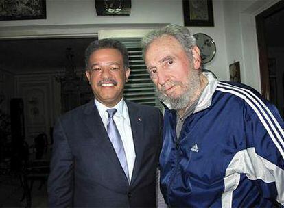 Fidel Castro junto al presidente de República Dominicana, Leonel Fernández, en la Habana