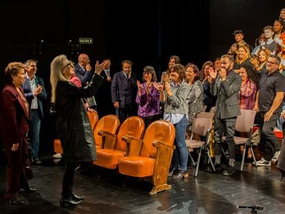 Meryl Streep, premio Princesa de Asturias, visita Escuela Superior de Arte Dramático (ESAD) de Gijón, donde asiste a una obra de teatro representada por los alumnos, este jueves.