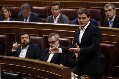 Albert Rivera, durante una intervenci&oacute;n en el Congreso de los Diputados.