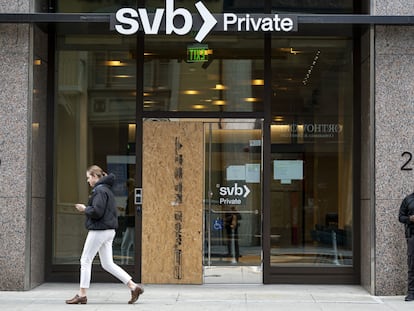 Oficina del Silicon Valley Bank en San Francisco, el lunes.