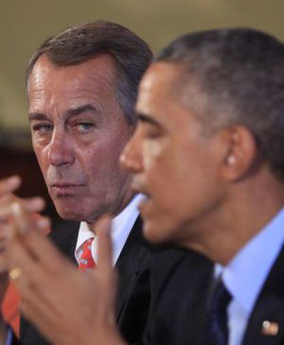 El portaveu del Congrés dels EUA, el republicà John Boehner, amb Obama al novembre.