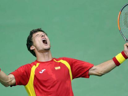 Pablo Carreño celebra su triunfo frente a Mektic.