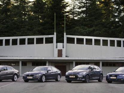 De izquierda a derecha: Volkswagen CC,, BMW Serie 4 Gran Coupé, Citroën DS5 y Audi A5 Sportback.
