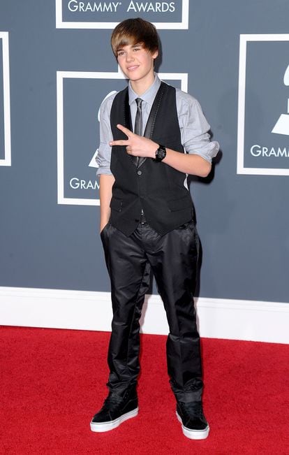 Justin Bieber en los Grammy de 2010.