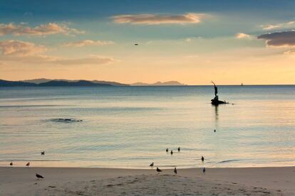 Atardecer en la playa de Silgar, en Sanxenxo.
