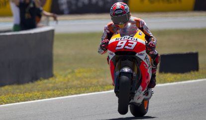 Marc Márquez, en los entrenamientos del GP de España.