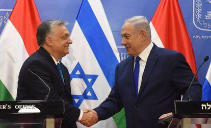 Viktor Orbán y Benjamín Netanyahu, este jueves en Jerusalén.