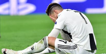 Cristiano Ronaldo, jugador de la Juve, tras la derrota.