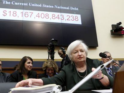 La presidenta de la Fed, Janet Yellen, este miércoles en el Capitolio.