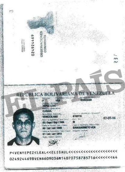 Pasaporte entregado por el vicepresidente de Bolipuertos, Elisaul Yépez, a la Banca Privada d'Andorra (BPA) para abrir su cuenta.