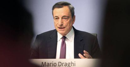 Mario Draghi, presidente del BCE, durante la rueda de prensa del pasado jueves, en Fr&aacute;ncfort. 
