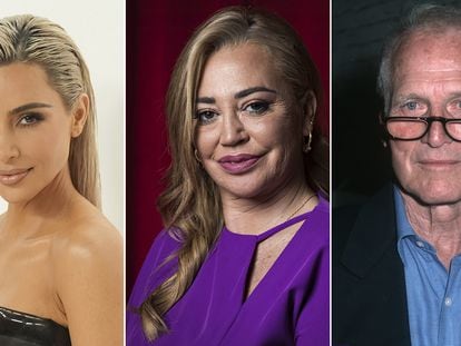 De izquierda a derecha, Kim Kardashian, Belén Esteban y Paul Newman.