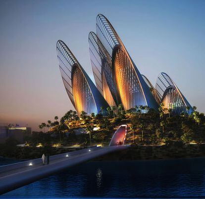 Museo Nacional de Zayed en la isla de Saadiyat de Abu Dabi, en construción, de Norman Foster.