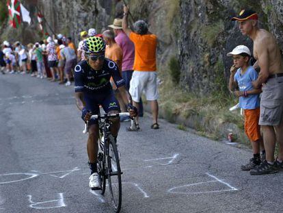 Nairo Quintana, durante el ascenso.