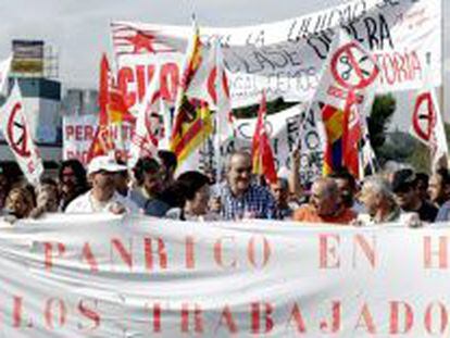 Manifestaci&oacute;n de trabajadores de la planta de Panrico en Santa Perp&egrave;tua de Mogoda (Barcelona).