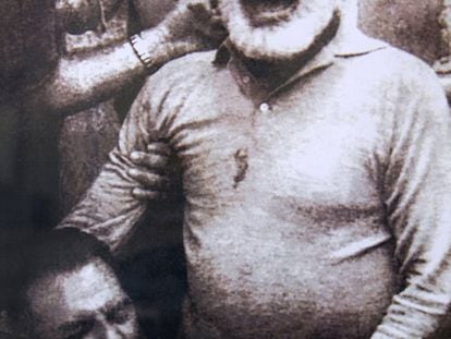 Hemingway en los sanfermines en los años cincuenta.
