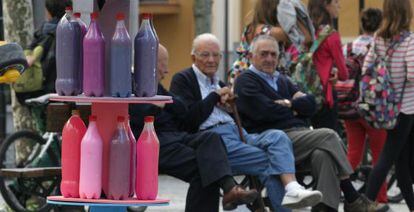 Una de las esculturas efímeras que han llenado estos días las calles de Tolosa. 