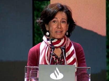 La presidenta de Banco Santander, Ana Botín, en la Conferencia Internacional de Banca, celebrada el 2 de noviembre de 2021.