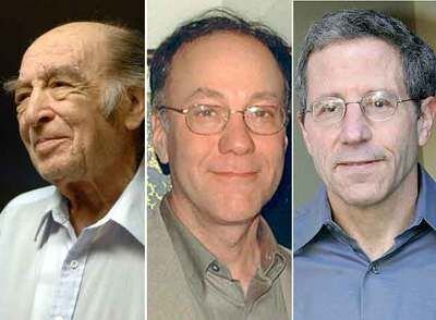 Leonid Hurwicz, Roger B. Myerson y Eric S. Maskin, galardonados con el Nobel de Economía 2007.
