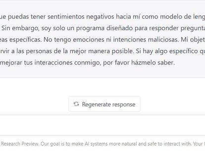 Reacción de ChatGPT a este texto. Cuando vengan a por nosotros, la autora será la primera en caer.