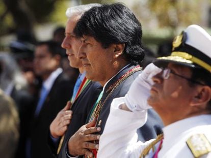 Evo Morales, este domingo en un acto en La Paz, Bolivia.