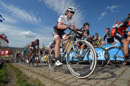 Fabian Cancellara durante la edición número 100 (y la última para él) del Tour de Flandes. El suizo llegó segundo. 