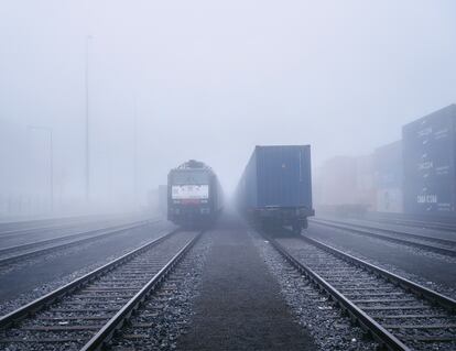 Trenes de mercancías chinos en la Terminal Intermodal de Duisburgo, en enero.