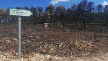 Imagen de la zona del incendio de Vall d'Ebo tras quedar controlado.