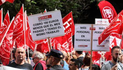 Una manifestación por la subida de salarios. 