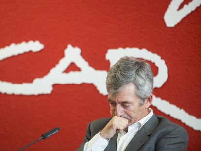 El presidente de la federaci&oacute;n de nataci&oacute;n, Fernando Carpena, en la presentaci&oacute;n del equipo de sincronizada.
